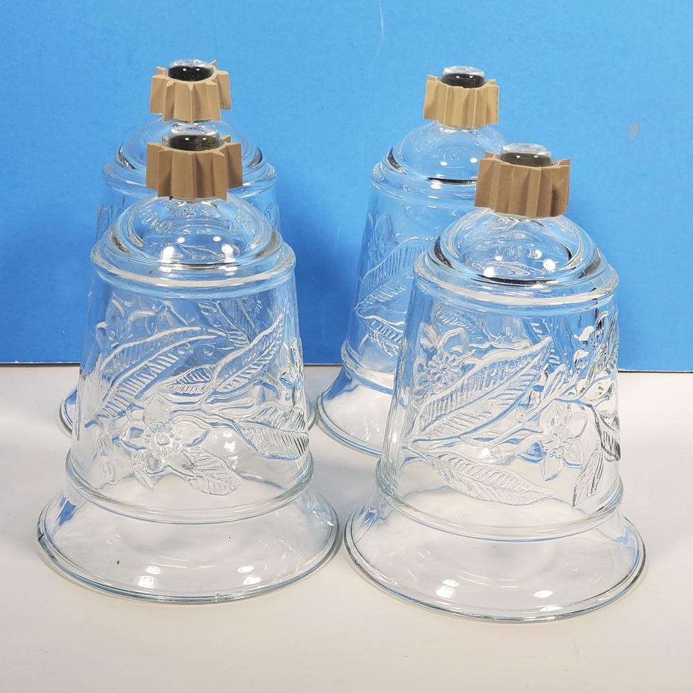 Votive Cups Peg Glass Candle Embossed Flowers Home Interiors New Grippers QTY 4